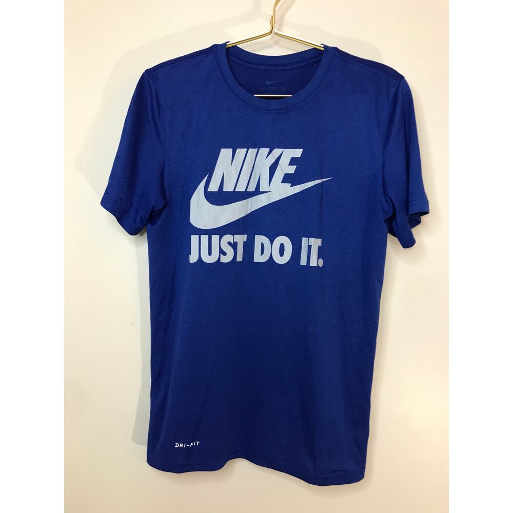 Nike Just Do It Graphic Short Sleeve T-Shirt S Blue Gray